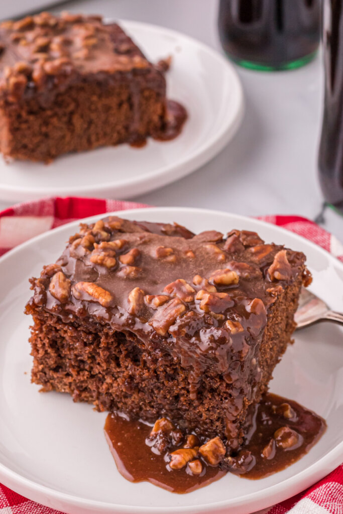 coca cola chocolate cake on plate