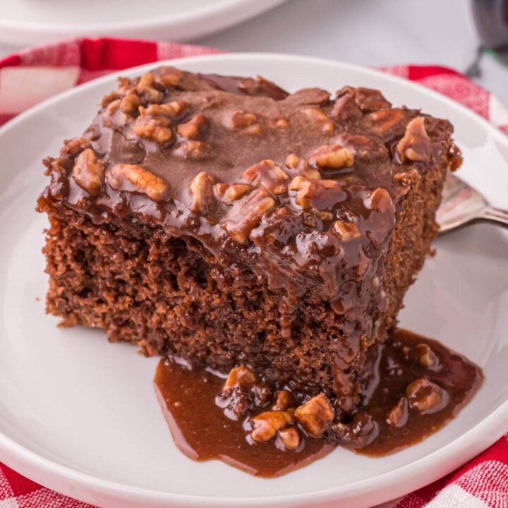 square of Coca-Cola Cake on plate