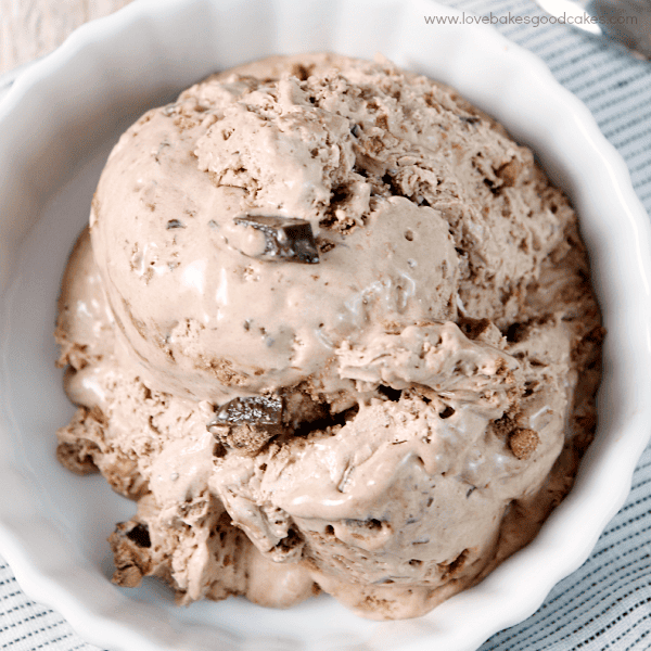 No Churn Cake Batter Ice Cream with Chocolate Chunks