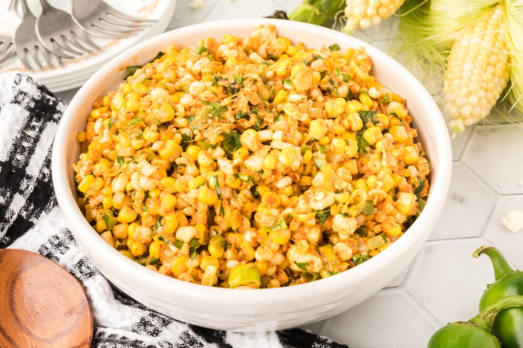 mexican street corn salad in bowl
