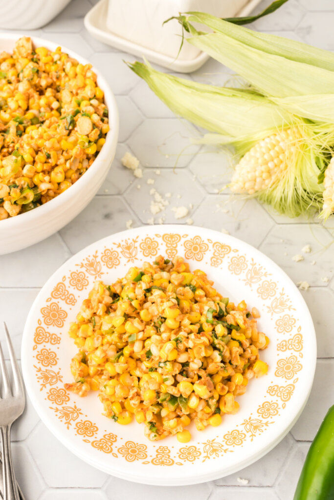 plate with mexican corn salad