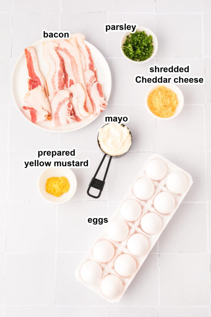 ingredients to make bacon cheddar deviled eggs