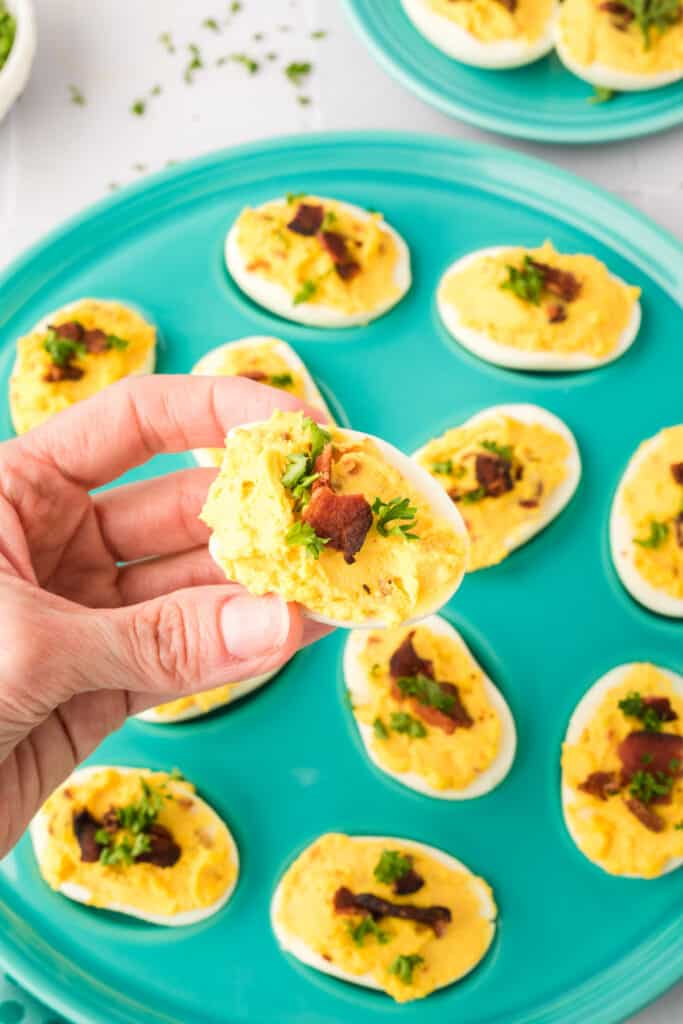 platter with deviled eggs