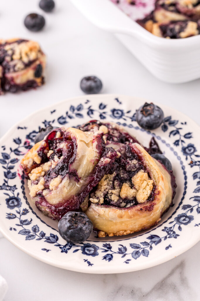 blueberry pie pinwheels in bowl