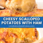cheesy scalloped potatoes and ham pin collage