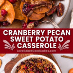 cranberry pecan sweet potato casserole pin collage
