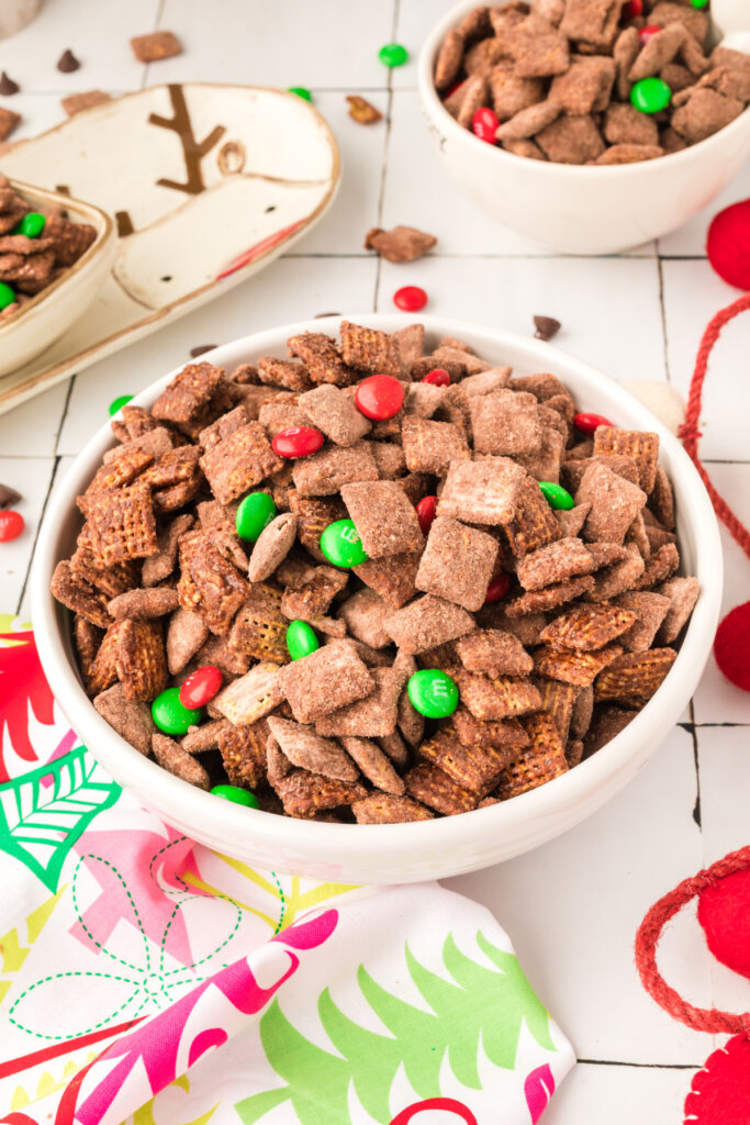 reindeer chow in festive table setting