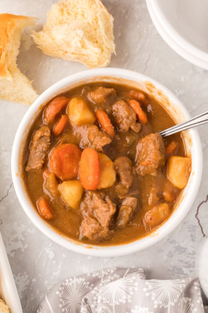 beef stew in bowl