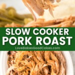 slow cooker pork roast pin collage