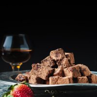 Homemade chocolate with champagne and brandy