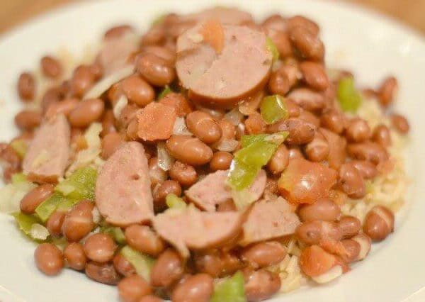 Skinny Slow Cooker Red Beans and Rice on a plate.