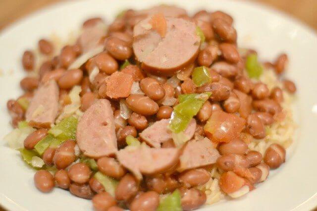 Skinny Slow Cooker Red Beans and Rice on a plate.