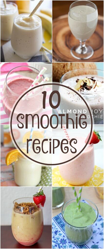 10 Smoothie Recipes collage.