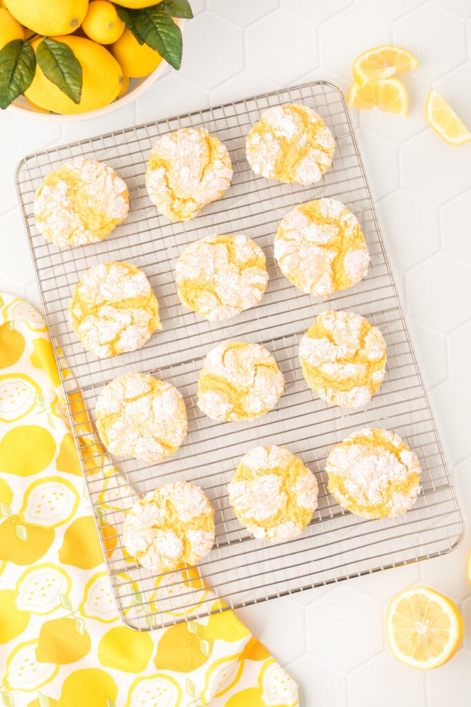 lemon cookies on cooling rack