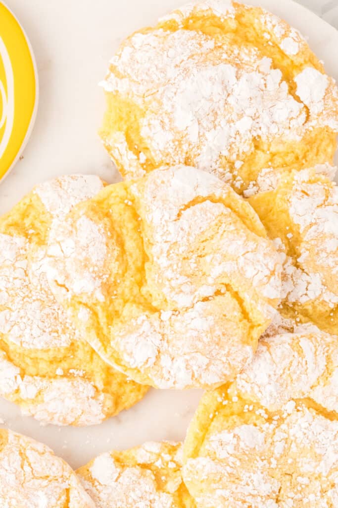 closeup of lemon cookies on platter