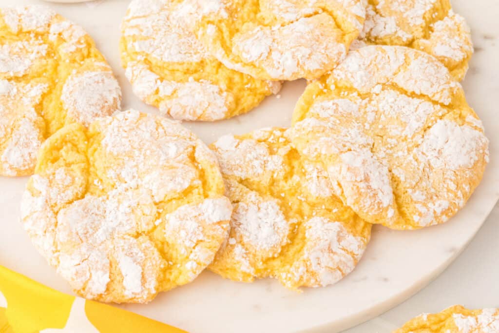 lemon crinkle cookies on plate