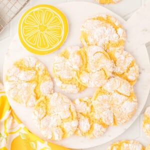 plate of lemon crinkle cookies