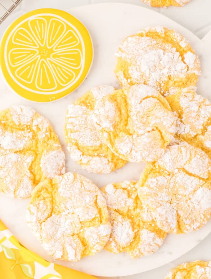 plate of lemon crinkle cookies