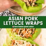 asian pork lettuce wraps pin collage