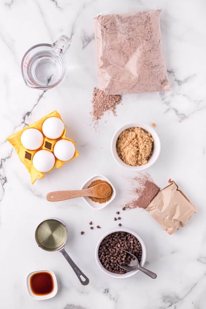 Ingredients needed to make Chocolate Streusel Muffins