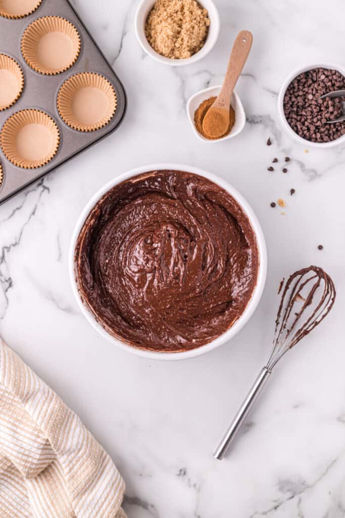 Mixed batter for Chocolate Streusel Muffins