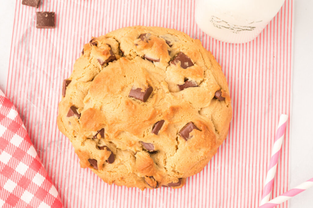 looking down on a giant peanut butter cookie