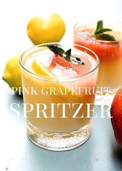 Pink Grapefruit Spritzer in a glass.