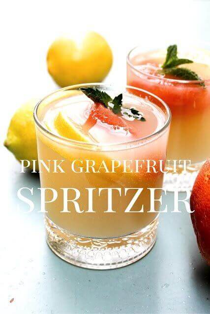 Pink Grapefruit Spritzer in a glass.