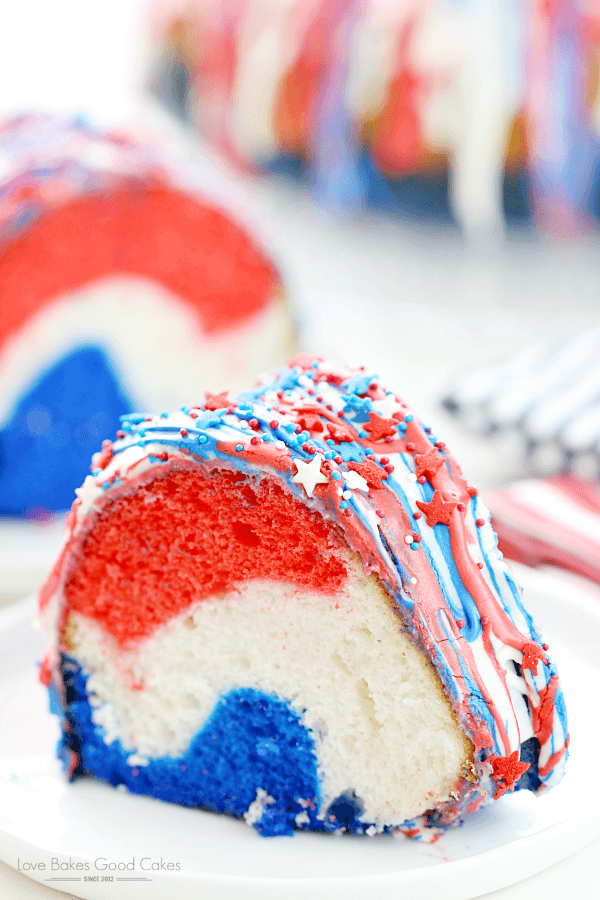 Firecracker Cake on a white plate.