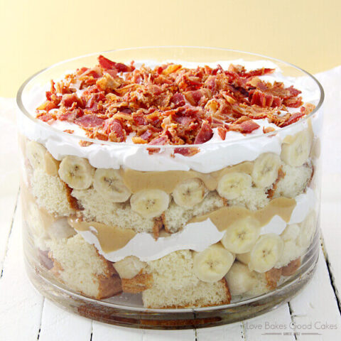 Elvis trifle cake in a glass bowl.