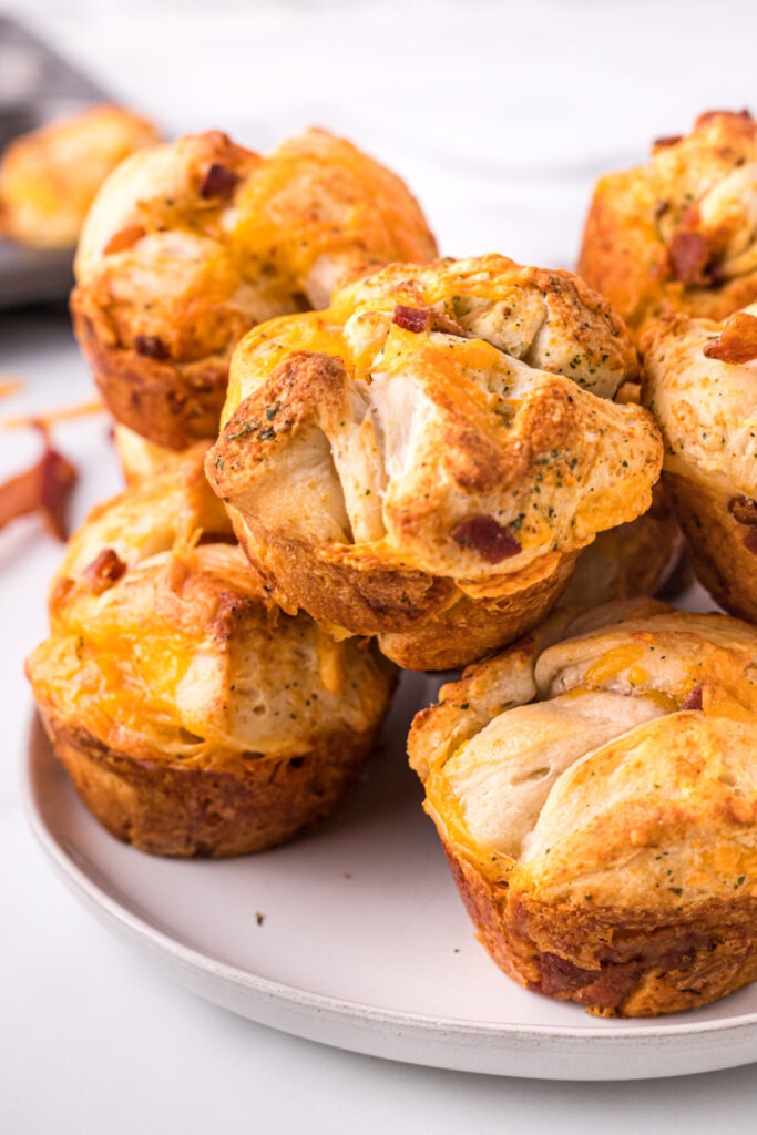 baked Cheddar Bacon Ranch Pull-Apart Rolls on plate