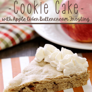Apple Cider Pecan Cookie Cake with Apple Cider Buttercream Frosting.