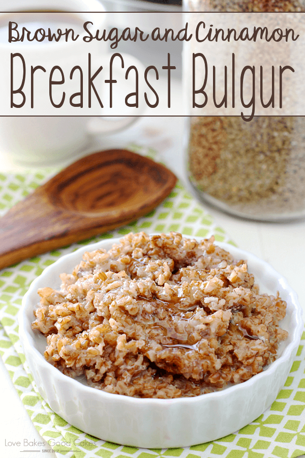 Brown Sugar and Cinnamon Breakfast Bulgur in a bowl with a spoon.