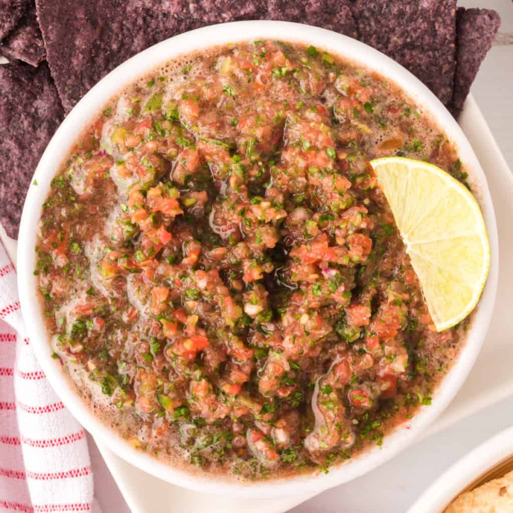 closeup of fresh salsa in bowl