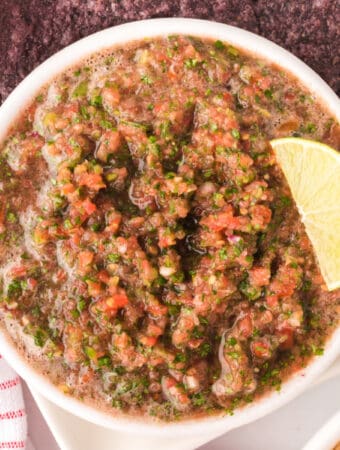 closeup of fresh salsa in bowl