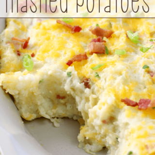 Loaded Mashed Potatoes in a white bowl.