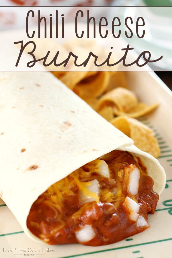 Chili Cheese Burrito with Frito's chips.