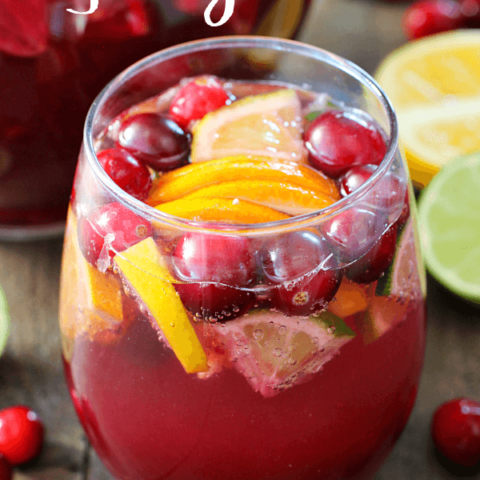 Non-Alcoholic Sangria in a glass with fresh fruit.