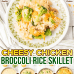 cheesy chicken broccoli rice skillet facebook collage 3