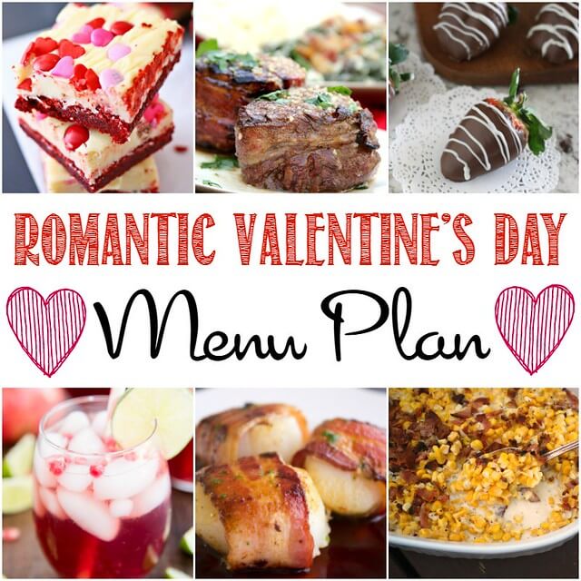 Romantic Valentine's Day Menu Plan collage.