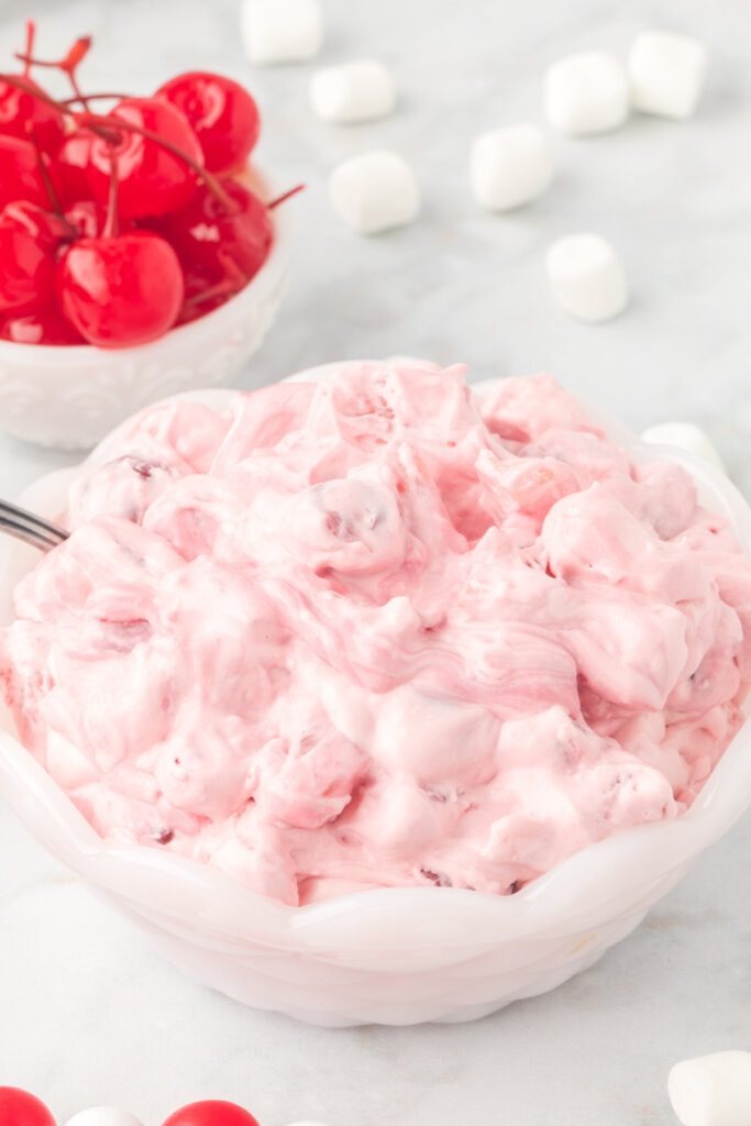 cherry chiffon salad in bowl