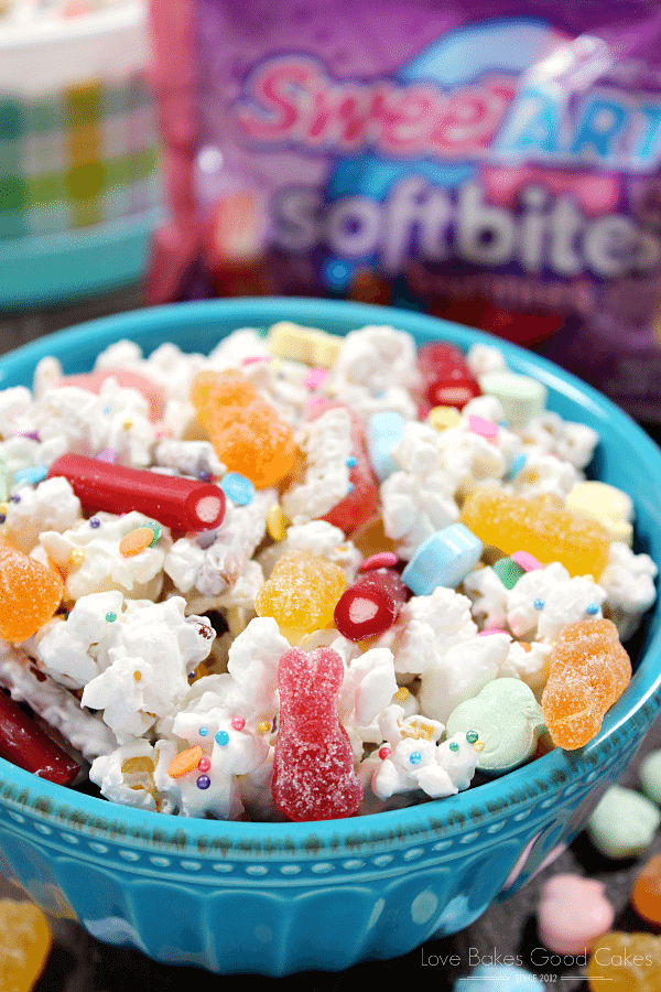 Bunny Bait in a blue bowl.