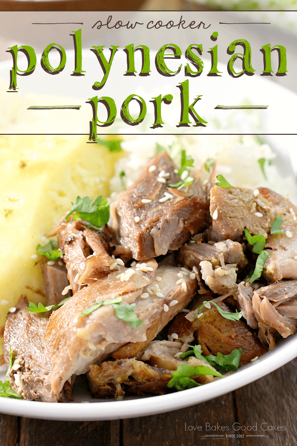 Slow Cooker Polynesian Pork on a white plate.