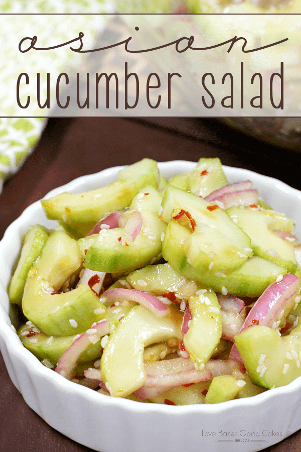 Asian Cucumber Salad in a white bowl.
