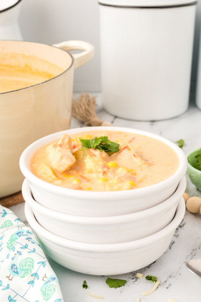 mexican chicken & corn chowder in bowl