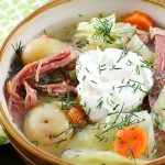 Leftover corned beef gets new life in this Corned Beef and Cabbage Soup. Corned Beef, cabbage, carrots, and potatoes mix for a new spin on the traditional St. Patricks' Day meal!