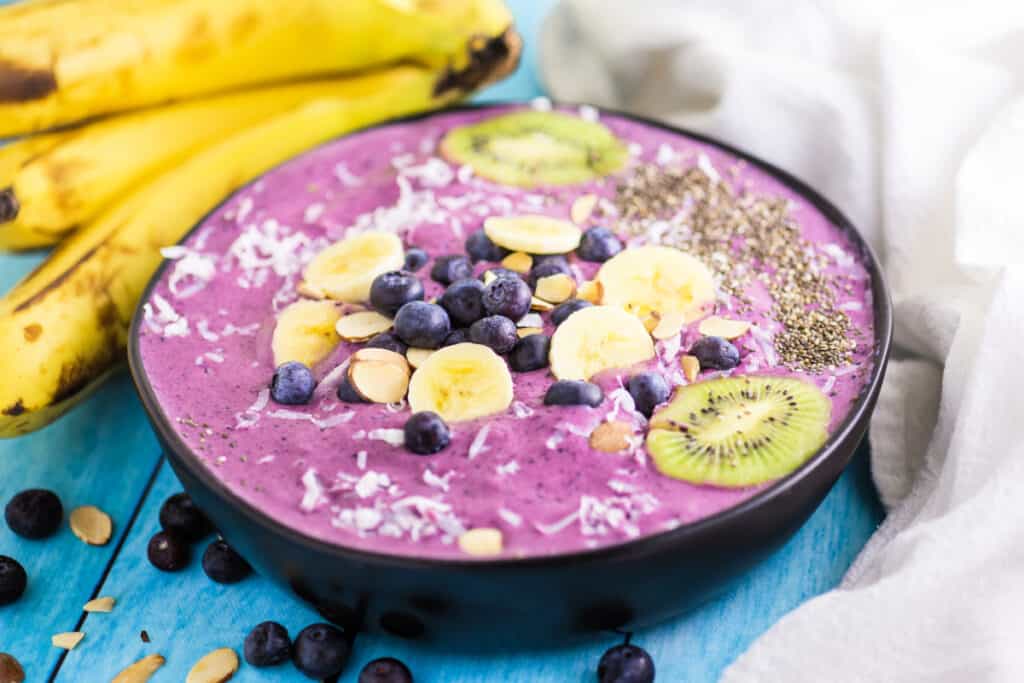 garnished smoothie in a bowl
