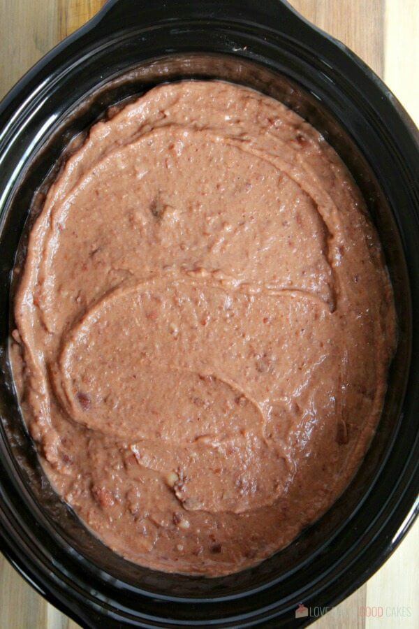 Slow Cooker Refried Beans in a slow cooker.