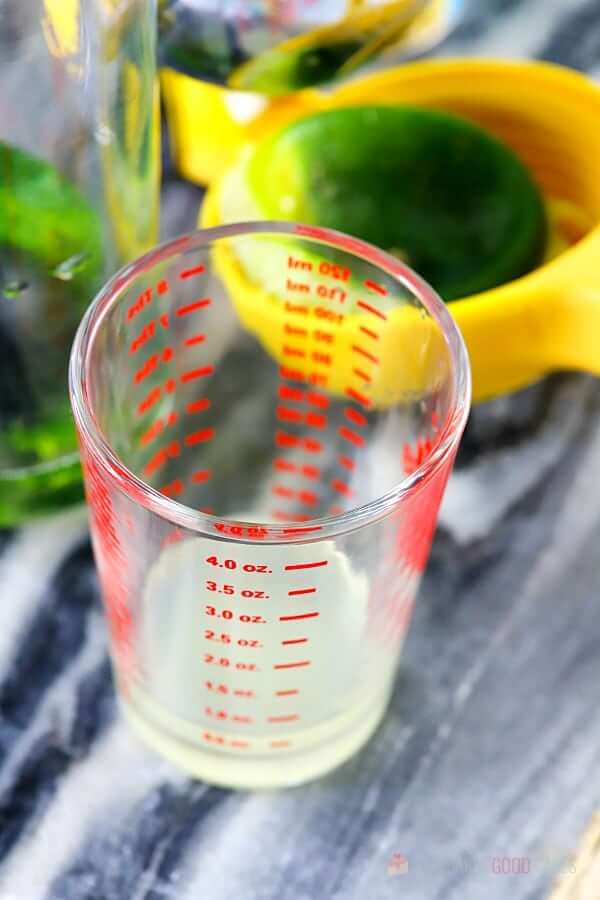 Pineapple Mojito (with Virgin "Nojito" Option) being mixed in a measuring glass.