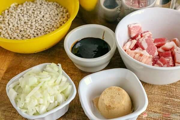 Instant Pot Baked Beans ingredients.